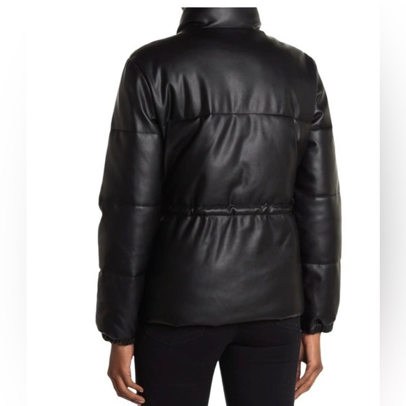 Black Levi’s Faux Leather Puffer Jacket, Womans Size Large - Picture 2 of 5